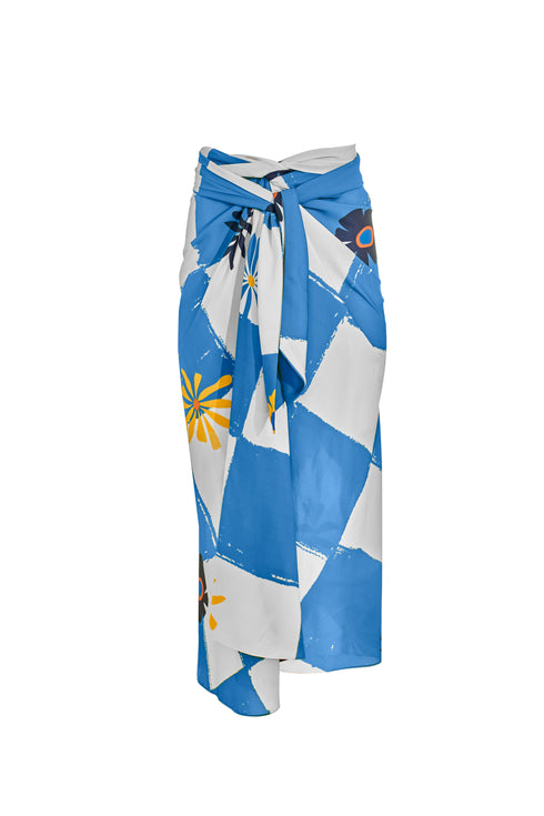 Pareo Estampado Checkers Turquesa